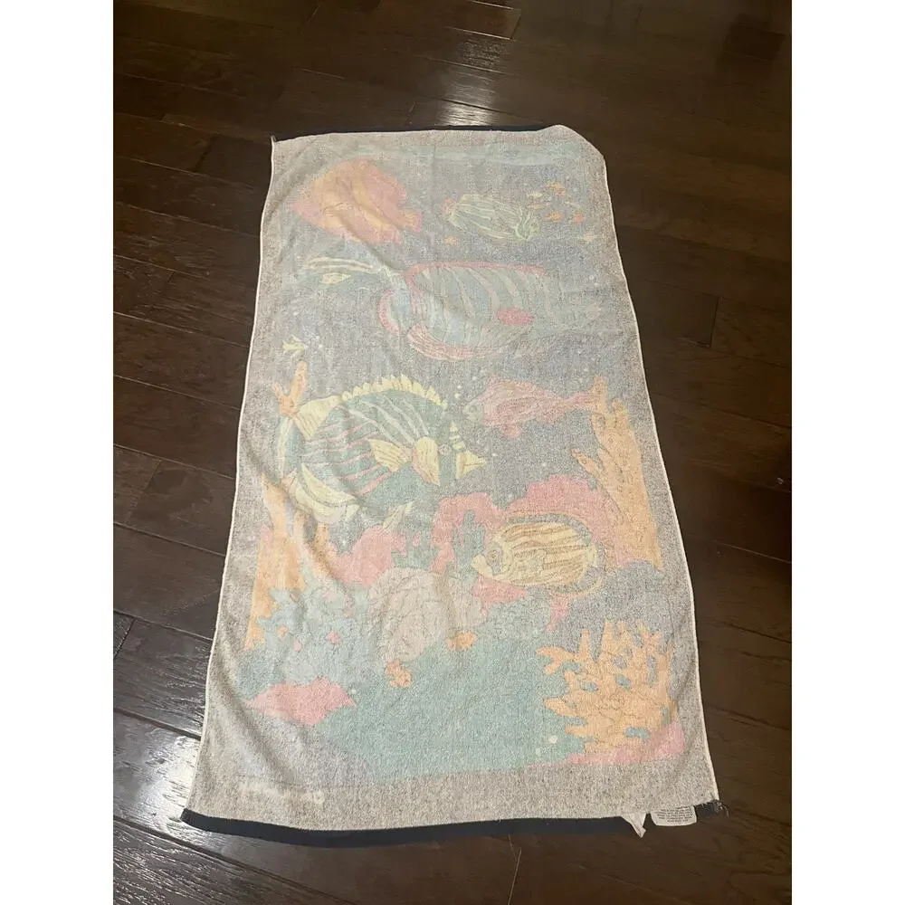 Cecil Saydah Vintage Beach Towel Tropical Fish Ocean Sea Life Coral Reef